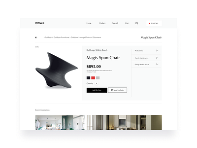 Dribbble Weekly Warm-Up | Luxury Item Page design dribbble figma forhire furniture luxury luxury item minimal rebound sketch ui