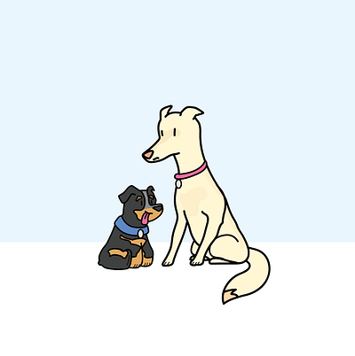 two new doggo friends of mine animation daily design dog dogs flat friends illustration line puppy vector