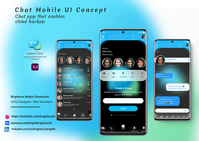 Chat Mobile App UI Concept branding design illustration landingpagedesign logo mobile app prototype ui ui ux uidesign ux web wireframe