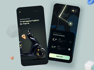 E-Scooter Ride Sharing App app app design design electric electric cars illustration lyft minimal mobile mobile app mobile app design product design ride ride sharing scooter scooty travel typography uber ui