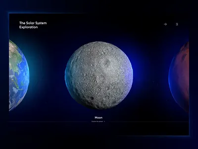 Solar System Exploration animation clean dark ui earth galaxy illustration interaction design jak mars minimal moon planets ui uidesign uxdesign web design website design