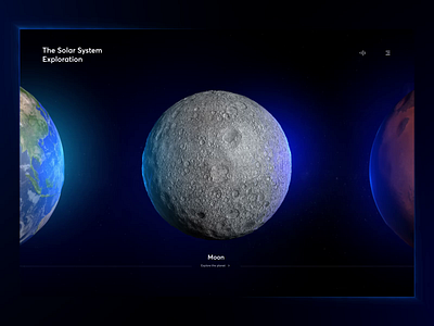 Solar System Exploration animation clean dark ui earth galaxy illustration interaction design jak mars minimal moon planets ui uidesign uxdesign web design website design