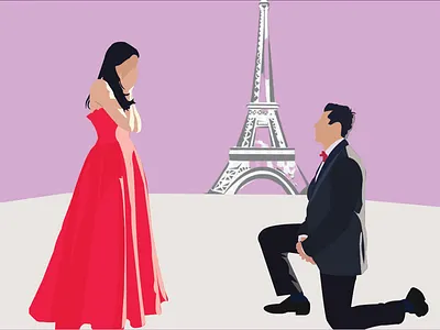 A very dreamy proposal in Paris illustration illustration
