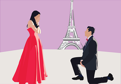 A very dreamy proposal in Paris illustration illustration