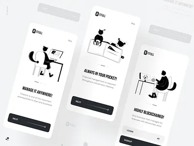 Bitfull: Onboarding screens app application best dribbble shots black branding clean design finance financial illustration management mobile money onboard onboarding splash ui ux visual design wallet