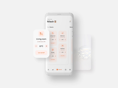 Smart Home App - Rooms Screen app design interaction design iot minimal design neumorphism smart home ui ui ux