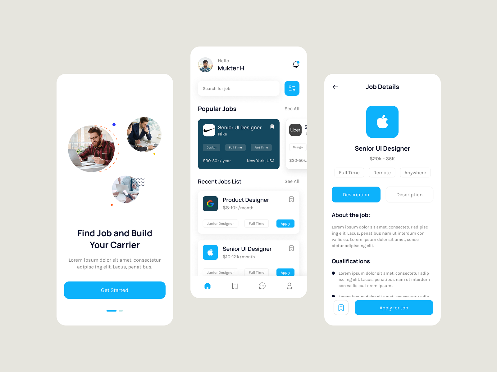 Job Finder App Design by Mukter Hossain on Dribbble