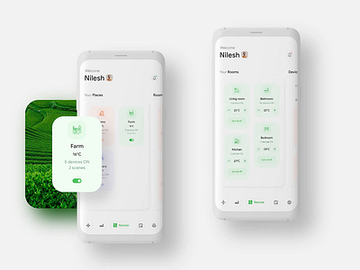 Smart Home App - Change Places app design interaction design iot minimal design neumorphism smart home ui ux