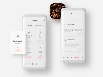 Smart Home App - Scenes app design interaction design iot minimal design neumorphism smart home ui ui ux