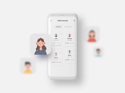 Smart Home App - Share Remote app design interaction design iot minimal design neumorphism smart home ui ui ux