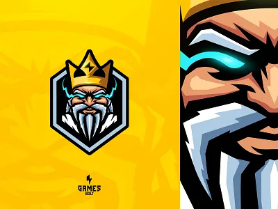 Games Bolt Logo Mascot bolt brand guidelines branding clean esports game game logo gaming illustration king logo macot symbol zeus