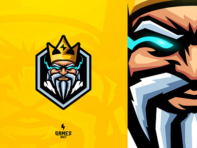 Games Bolt Logo Mascot bolt brand guidelines branding clean esports game game logo gaming illustration king logo macot symbol zeus