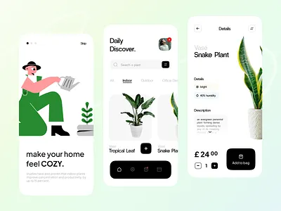 plant shop - app app clean ecommerce ecommerce app garden green illustration mobile onboarding plant shop store ui uidesign user interface ux