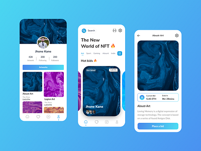 NFT Marketplace App agency agency website branding design illustration logo mobile app mobile design nft ui uiux ux