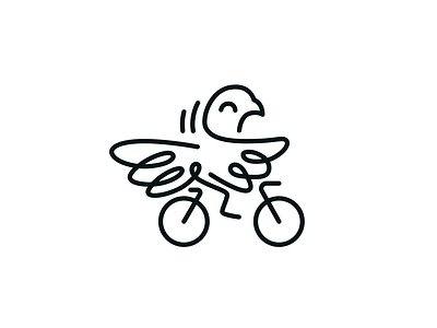 Bird on bicycle bicycle bike bird brand branding cycling design elegant illustration line linear logo logotype mark minimalism minimalistic modern race ride sign