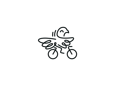 Bird on bicycle bicycle bike bird brand branding cycling design elegant illustration line linear logo logotype mark minimalism minimalistic modern race ride sign