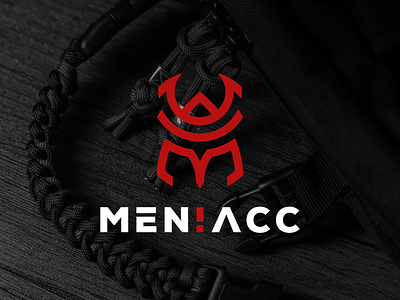 “MENIACC”, EDC & Accessories accessories apparel badge brand clothing design edc geometric identity illustration lineart logo logos malaysia mask monoline product samurai template vector