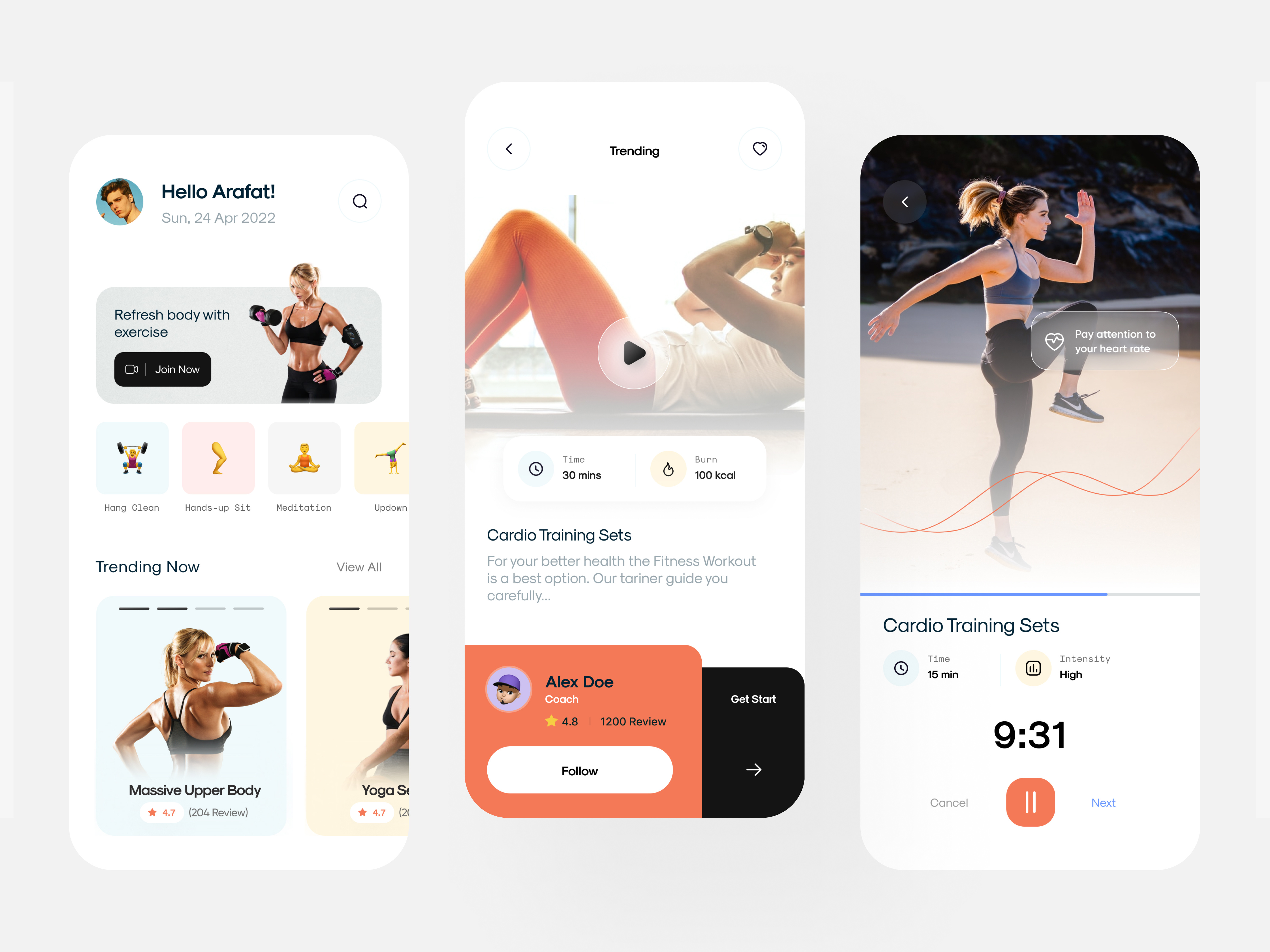 Fitness App exploration v2 by Mehedi Hasan Roni for Component on Dribbble