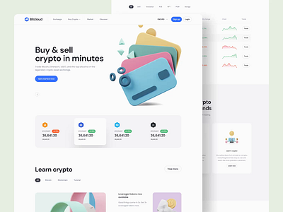 BitCloud – Crypto Exchange UI Kit #2 clean crypto crypto app crypto exchange exchange illustration landing page minimal mobile mobile app trade trading ui ui design ui kit ux ux design web web design website