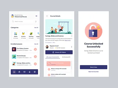Online Learning App app app design app ui app ui design colorful course course app e learning education education app educational learning app learning platform minimal mobile app online course study ui ui design uiux design