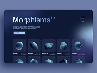 Morphisms - NFT Collection 3d ante babic crypto desktop landing page nft product design ui ui design ux ux design web design web3 webflow