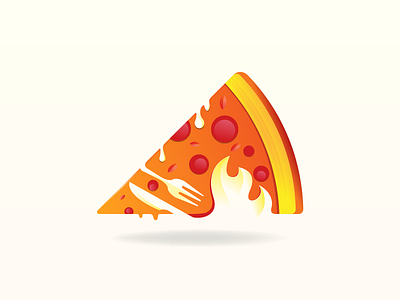 Hot Pizza Logo Design branding burger design fastfood fire flame food fork gradient graphic design hot icon illustration knife logo mascot pizza pizza logo pizzeria restaurant