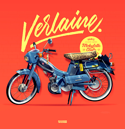 Moped Verlaine 🥖🔥 bike culture custom france illustration journey lifestyle mobylette moped paris peugeot retro vintage