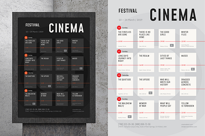 FREE. Film Festival Schedule Poster cinema event festival film flyer free freebie invitation minimalistic monthly movie poster print schedule template theater tile timeline timetable vector