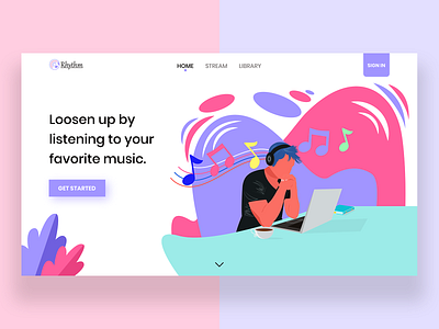 Rhythm Landing Page adobe xd design landing page minimal web