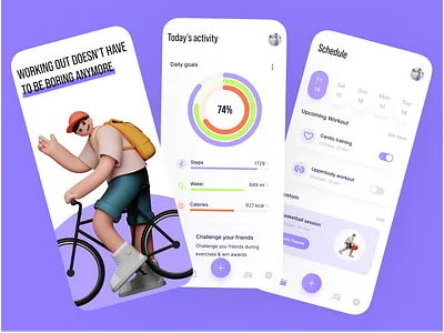 Fitness app app cardio clean concept design figma fitness illustration minimalist modern sport ui workout