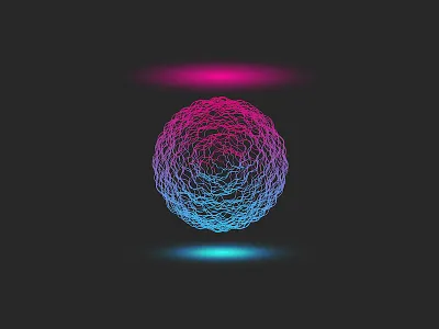 Glowing energy ball with bright neon 3d atom ball shape blue pink cyberpunk design energy energy ball energy sphere futuristic glowing neon gradient illustration mystery mystical portal sci fi science vector