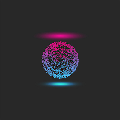 Glowing energy ball with bright neon 3d atom ball shape blue pink cyberpunk design energy energy ball energy sphere futuristic glowing neon gradient illustration mystery mystical portal sci fi science vector