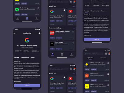 Job Search App app design job job search mobile app ui uidesign uiux ux uxdesign
