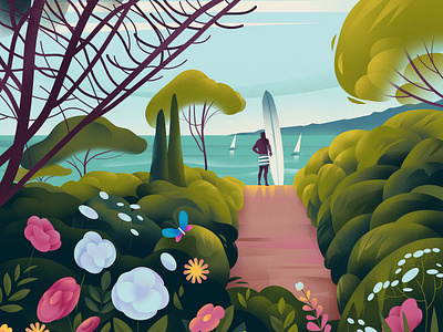 🌸🏄‍♂️ art design illustration landscape sajid surfing