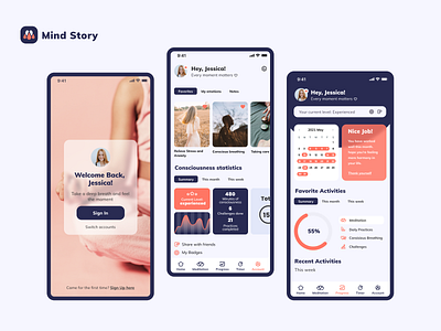 Meditation Mobile App activities app graphic design heath iphone meditation mobile sport ux