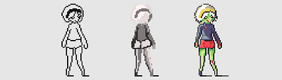Pixel art Zombie Girl character design pixel art