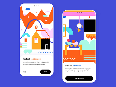 Apartment booking app onboarding (Freebie) animation app application booking clean figma free freebie hotel house illustration interaction minimal onboarding principle travel tutorial ui ux