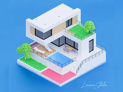 Luxury House Daylight 3d architecture blender house illustration low poly modelling render