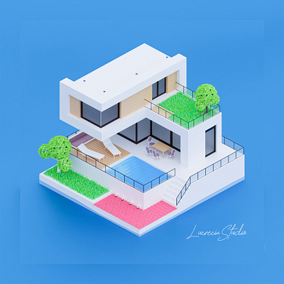 Luxury House Daylight 3d architecture blender house illustration low poly modelling render