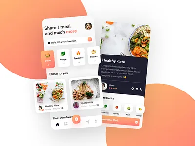 Food Sharing App UI Concept branding concept design freelance interface logo minimalist mobile modern redesign responsive typography ui ux webdesign