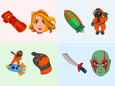 Cute Cursors (Captain Marvel / Drax the Des / Astronauts) astronaut captain marvel cursor drax the destroyer illustraion marvel