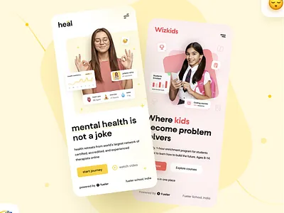 Heal & Wizkids Mobile UI Design app app design behance clean ui cool colors design happi happiness health light mode mental health minimalism product design trending ui ui design uiux unique design ux ux design