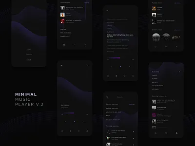 mx. Music player app application dark design minimal minimalism mobile music player purple ui wave