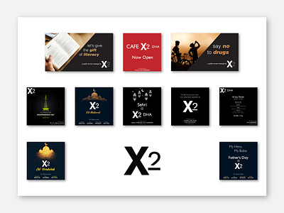 X2 Restaurant Social Media Posts branding design graphic design illustration vector