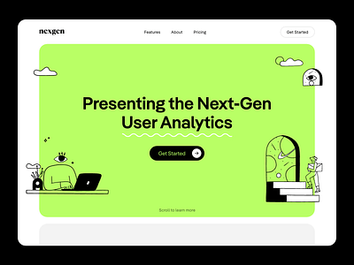 nexgen Hero Header Concept | User Analytics analytics clean design green hero header hero section illustration landing page minimal next gen the odd typography ui ui design user analytics ux ux design web web design website