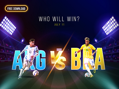 Argentina Vs Brazil Football argentina argentina vs brazil bra vs arg bra vs arg live brazil copa america copa americalive copaamirica final design foodball football banner graphic design leomessi messi neymar soccer social post sports banner