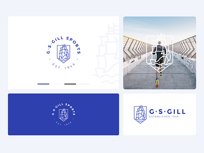 G.S.Gill Sports Brand apparel blue brand brand identity brand redesign branding coat of arms emblem footwear gsg gsgill gsgill sports insignia logo logo design malaysia shield ship sports sportswear