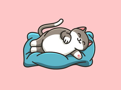 Sleeping Cat adorable animal bolster cat character chubby cute fat funny happy humor illustration joke kitten lazy mascot mood pet sleeping weekend