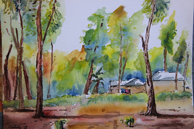 Watercolor Bangladesh Forest Village illustration nature watercolor watercolorpainting