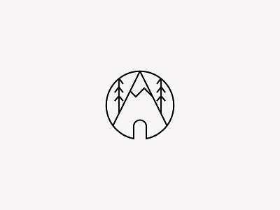 Wilderness/Woodland A-Frame Cabin Logo Mark Concept adventure cabin clean forest identity line art logo logomark minimal outdoors simple wilderness wildlife woodland